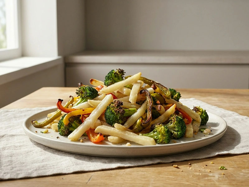 Airfryer mit verschiedenen Lebensmitteln