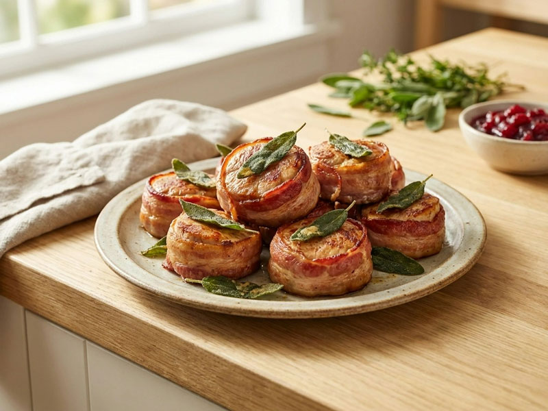 Putenmedaillons im Speckmantel aus dem Airfryer