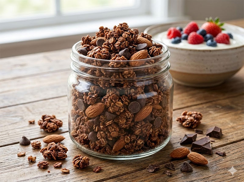 Schoko-Knusper-Granola aus dem Airfryer – Kernig & Schnell