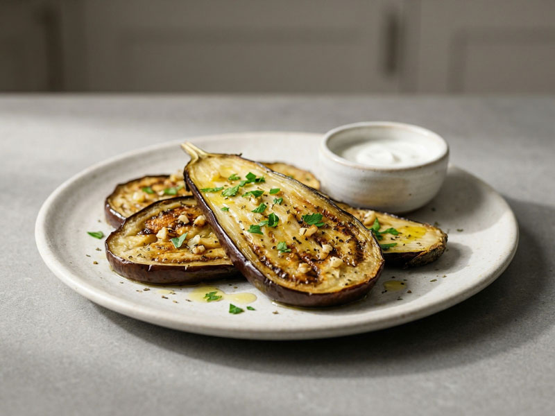 Airfryer Aubergine – Geröstet mit Knoblauch