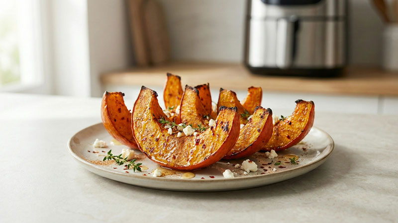 Airfryer Kürbis-Spalten – Karamellisiert und würzig